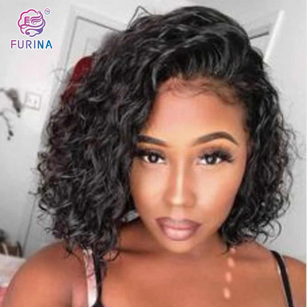Futura Frontal Afro curly fluffy short bob synthetic lace front side part short silk heat resistant synthetic wigs