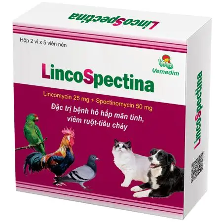 
For the control and treatment of infections from organisms such as Mycoplasma spp in Pigeon, Pets, Lincospectina 