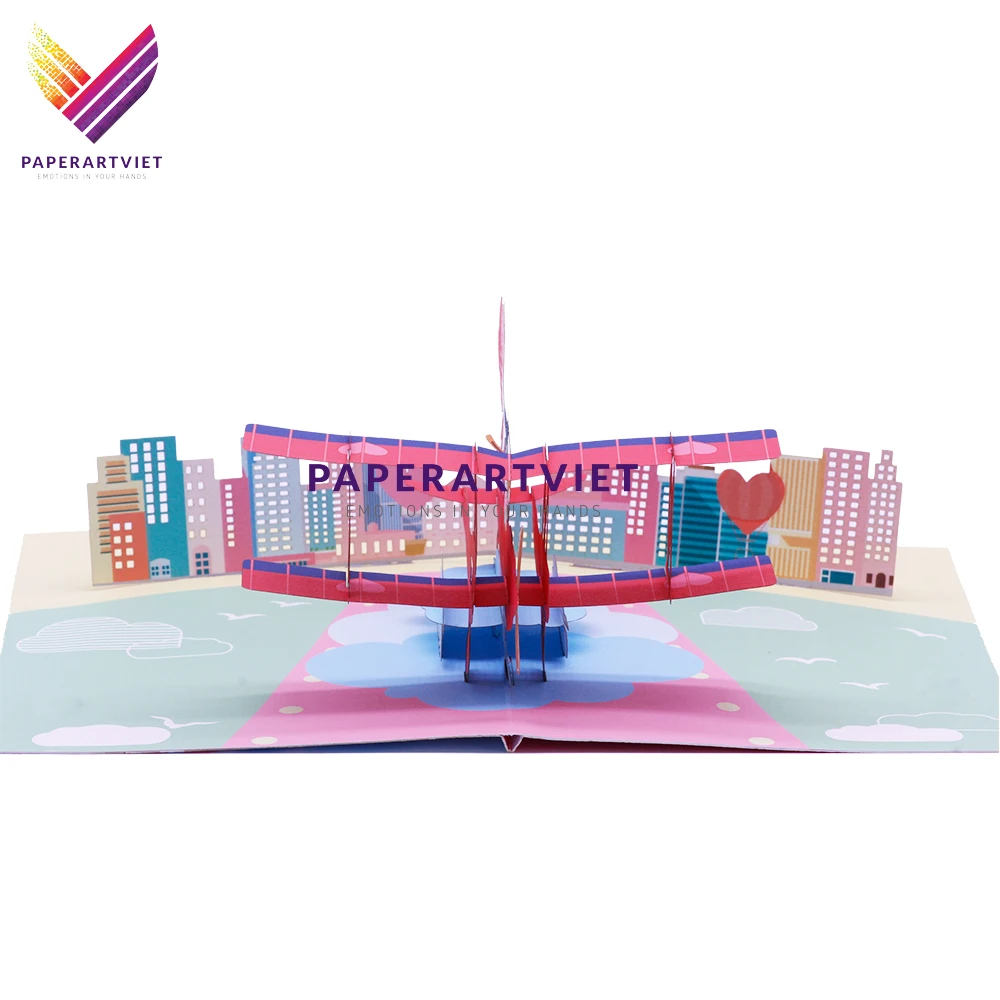 Love Bear and Biplane 3D Pop up Card, Greeting Card, Greeting Card Printing | Paper Art Viet