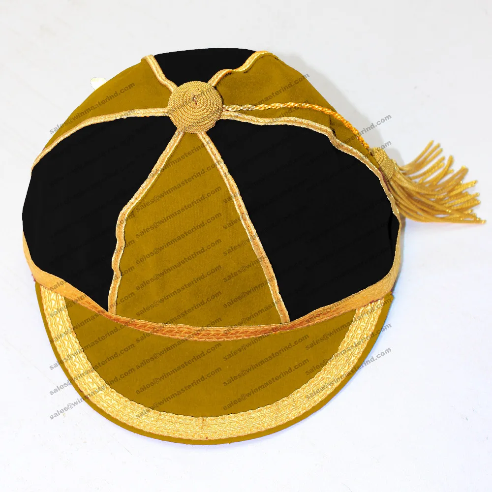 Custom Baggy Cricket -Caps, honours -caps Red & Green with Gold braid and tassel, Traditional woolen -caps