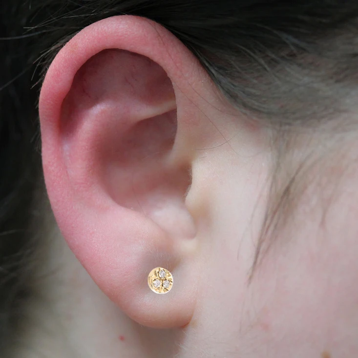 Gold Plated cubic zirconia minimalist round stud earrings solid 925 sterling silver wholesaler supplier bulk order