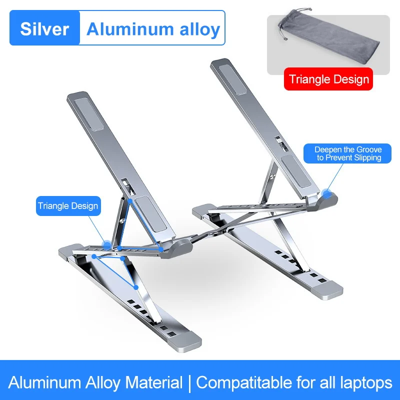 Adjustable folding portable desk computer holder ergonomic adjust aluminum metal foldable notebook laptop stand for macbook