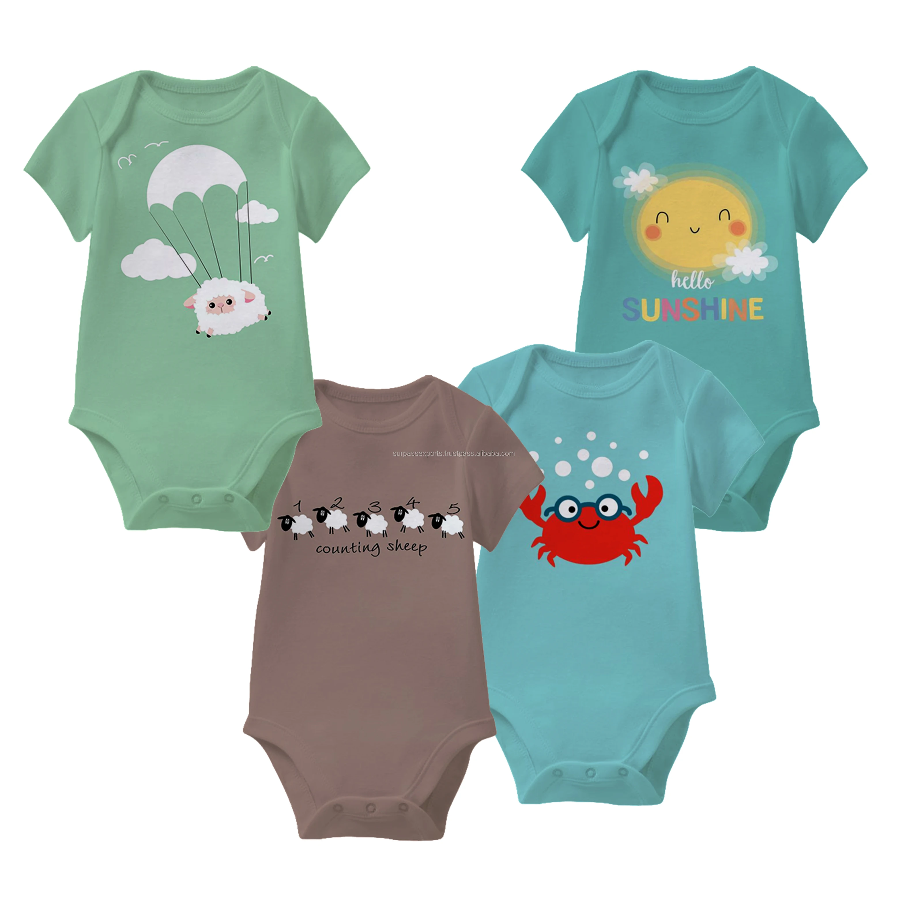 New Arrival Organic Cotton Unique Design Custom Print Baby Romper Baby Clothing Girls Baby Romper for Exor