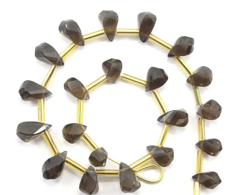 Natural Smoky Quartz Gemstone 22 Pieces Twisted Teardrop Shape Briolette Beads for Jewelry Making 2020 Popular