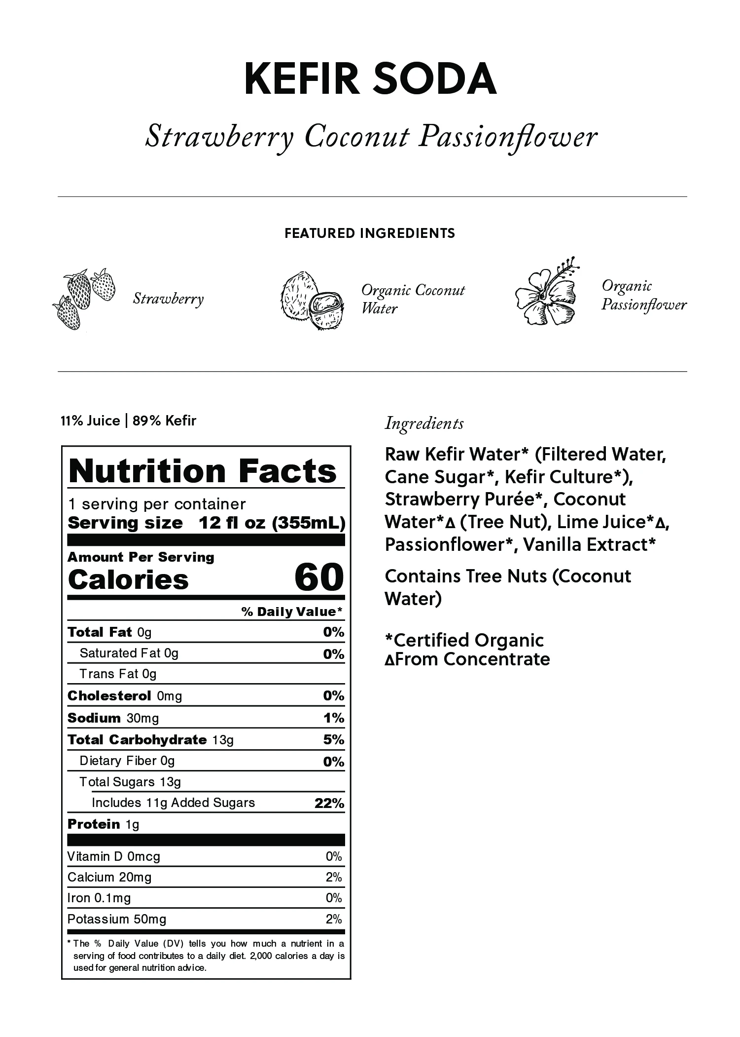Buchi Kefir 6/12oz Buchi Kefir Strawberry Coconut Passionflower Organic Non Dairy Probiotic Tonic Premium Quality