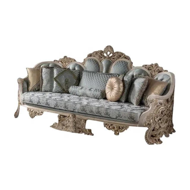 Royal imperial Carved Wooden Hand Made Solid Wood High End Luxury Golden Leaf Luxurious Livingroom Furniture Sofa Set