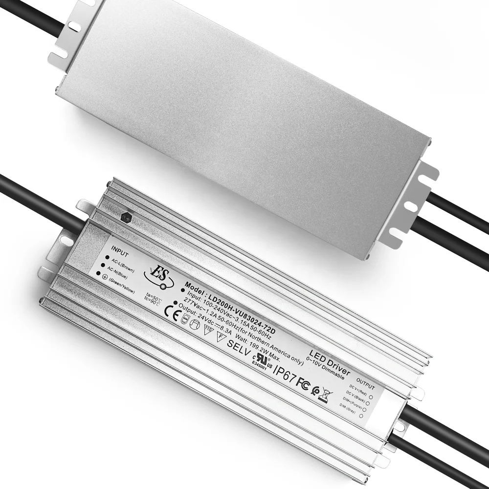 UL наивысшей мощности 12v 24v 36 вольт 48v 100W 200 W 300W 400 Вт постоянное напряжение IP67 светодиодный драйвер ватт 0/1-10v затемнения источник