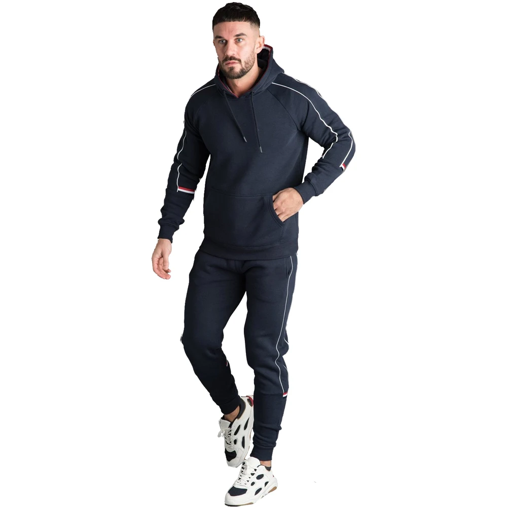 Лидер продаж, простой мужской комплект для крупных поставщиков, спортивный костюм унисекс из полиэстера и хлопка для бега, облегающий мужской спортивный костюм большого размера