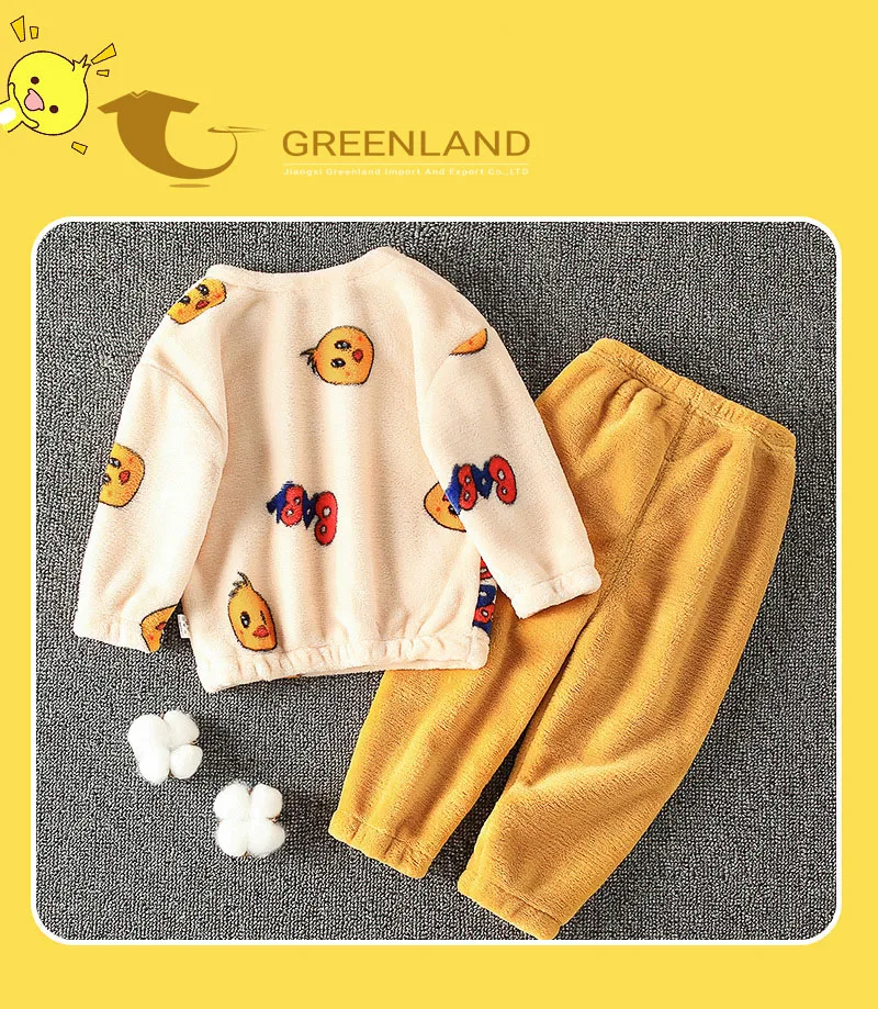 OEM and ODM Manufacture Kids Winter Pajamas Custom Cartoon Printing Coral Fleece Children Nightwear