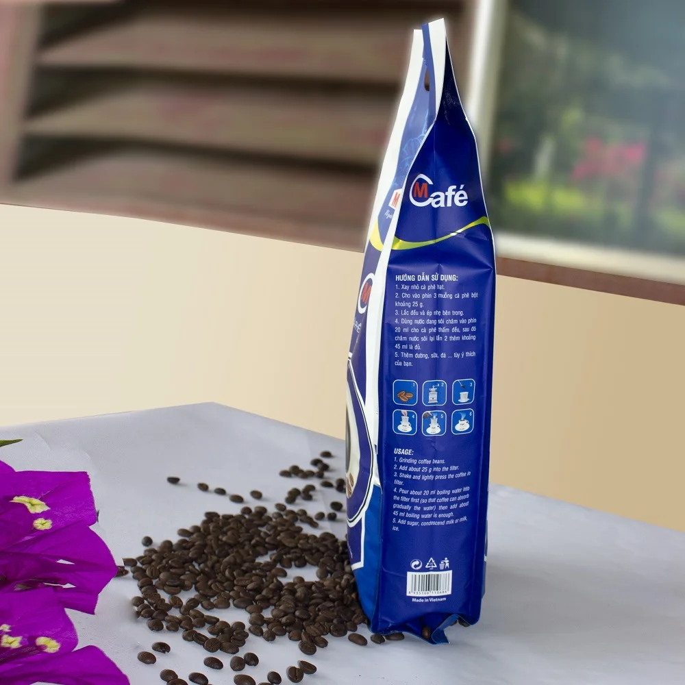 Whole Bean Coffee Mcafe Roasted Coffee Beans 1kg in One-way Valve Branded Bag Packaging From Vietnam