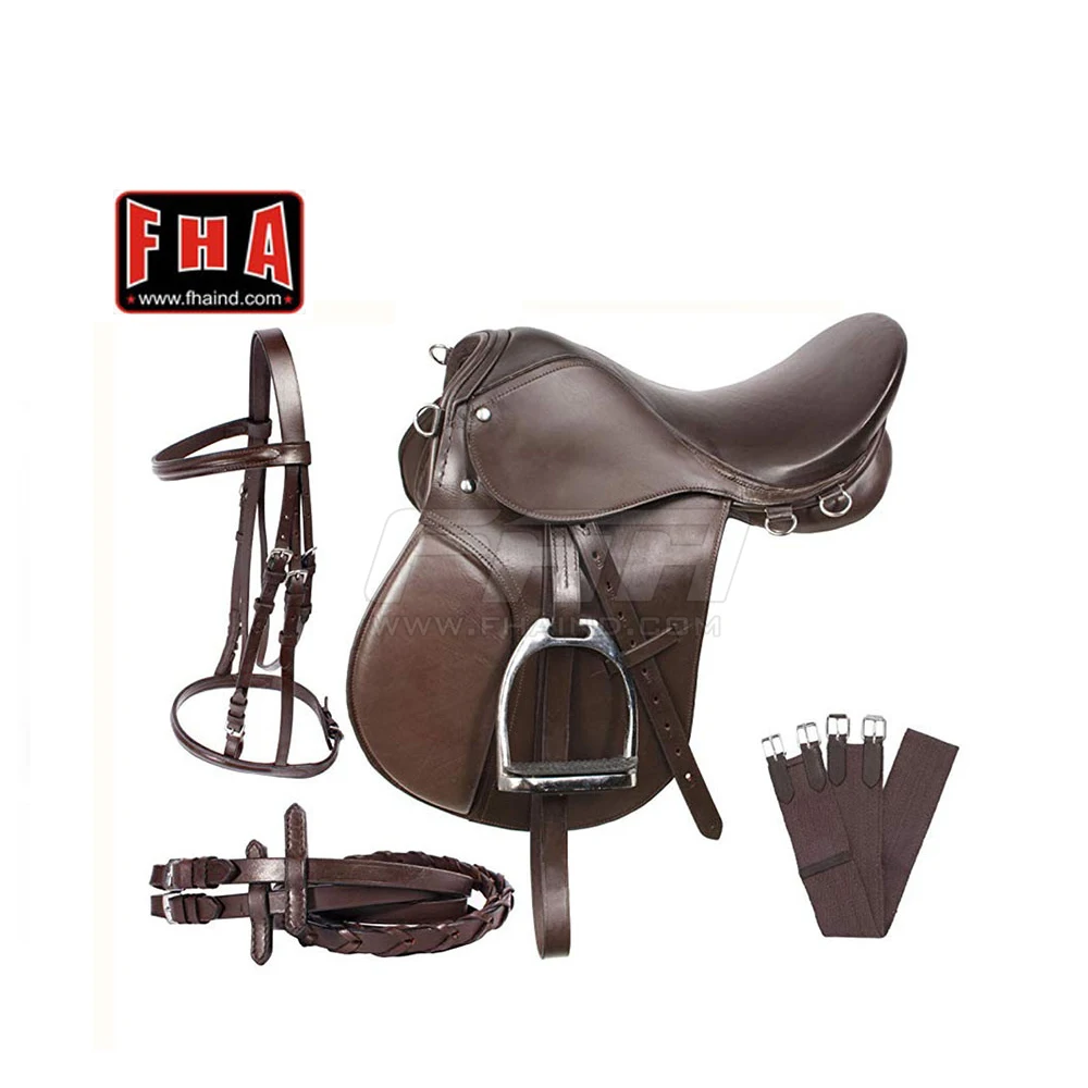 Horse Riding Saddle  Full Set Horseback Riding Accessories Full Leather Saddle