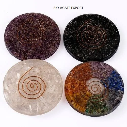 WHOLESALE AGATE ORGANITE COASTER AMETHYST , CLEAR QUARTZ , 7 CHAKRA FOR TABLE DECORATION FOR HOME AND OFFICE