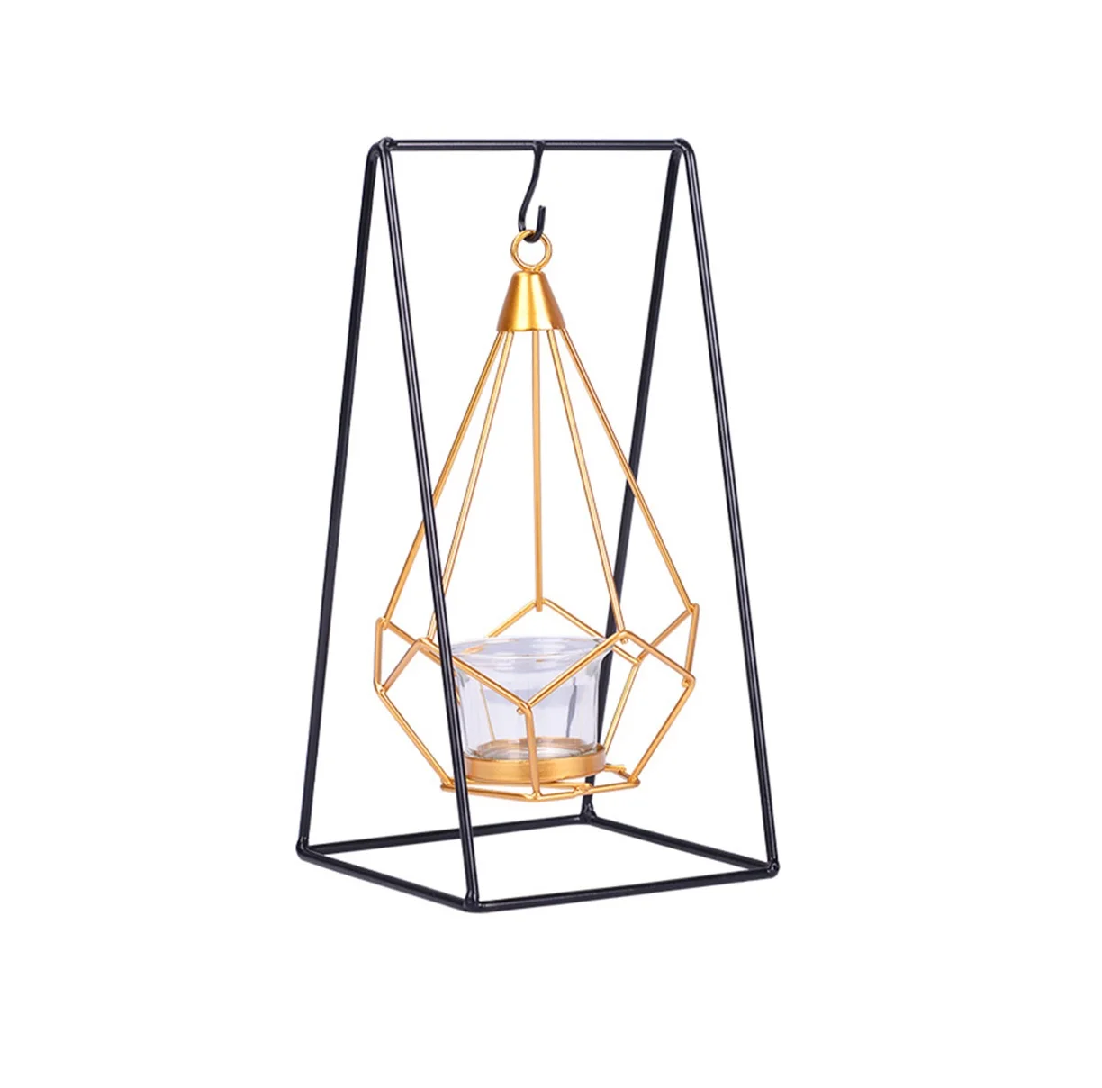 garden household home decoration foldable glass metal candle fireplace lantern