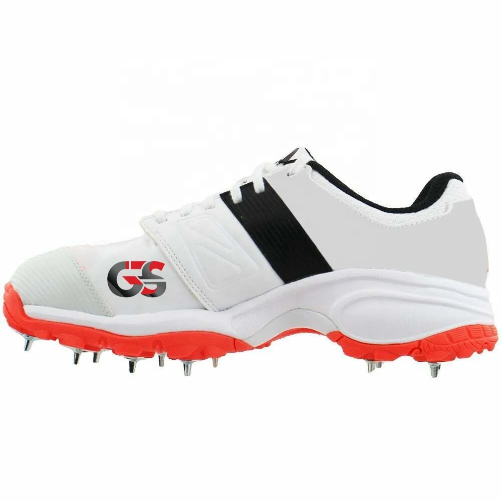 New Design Hot Sale Red Soles White Upper Professional Cricket Spikes Water Resistant Lining Men and Women Cricket Spikes Shoes