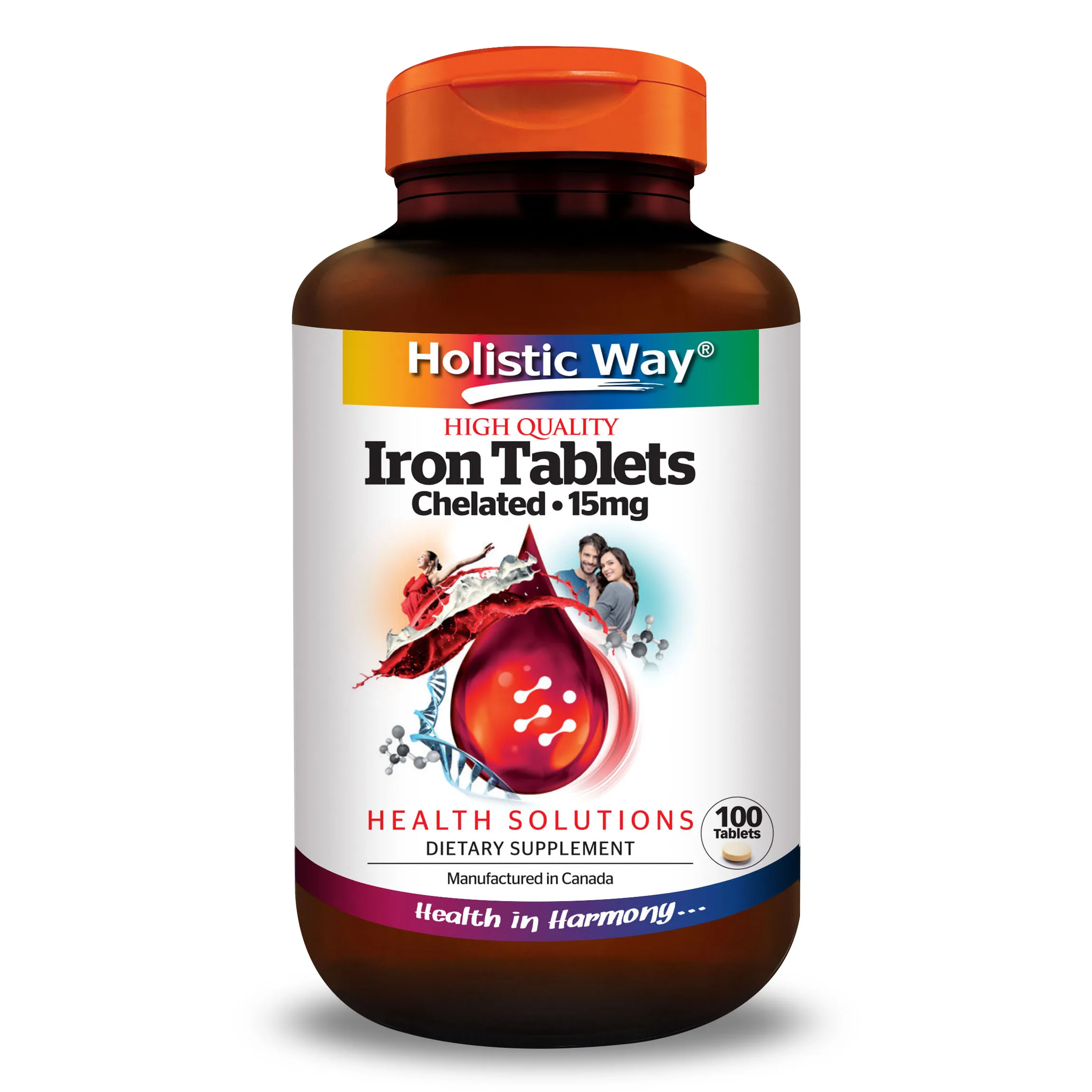 70g Healthcare Holistic Way Iron Tablets Chelated 15mg With 100 Tablets