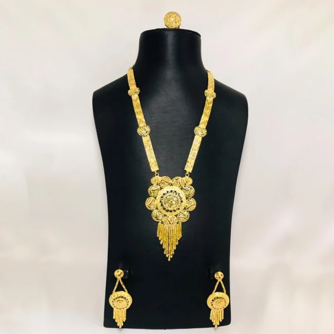 Fashionable Gold Plated Necklace Set Jewelry With New Model Gold Plated Earing Set