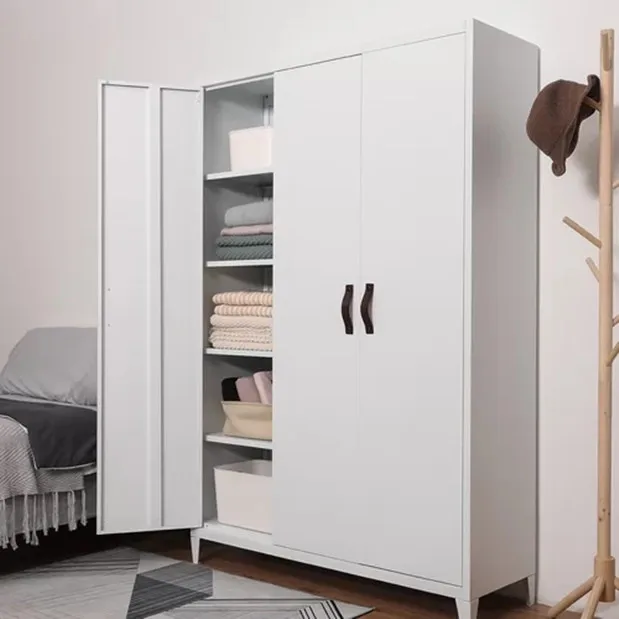 high quality 3 door steel wardrobe design metal clothes cabinet