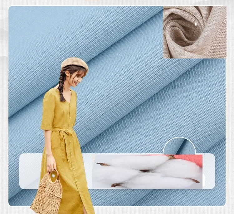 Organic plain dyed Flax Linen Fabric Wholesale customize Good Quality Cotton Linen Blend Fabric For Home Textiles And Garment