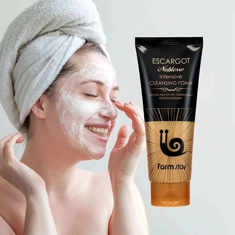 FARMSTAY ESCARGOT NOBLESSE INTENSIVE CLEANSING FOAM  - made in Korea Cosmetic - Pore Cleaner  DEEP CLEANSING Moisturizer