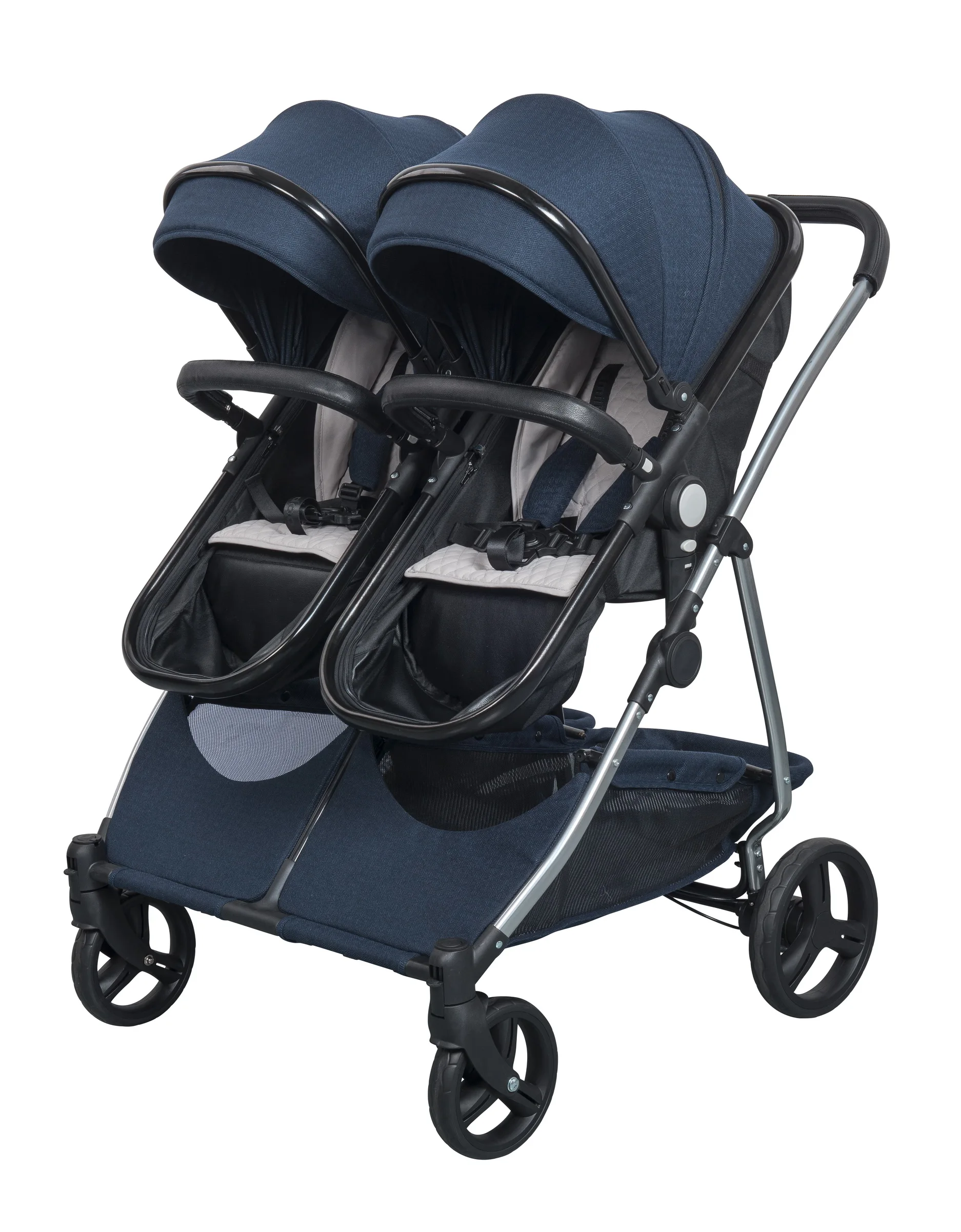 infant care durable twins 3 in 1 comfort trolley one hand folding lightweight large basket and one step brake baby twin stroller