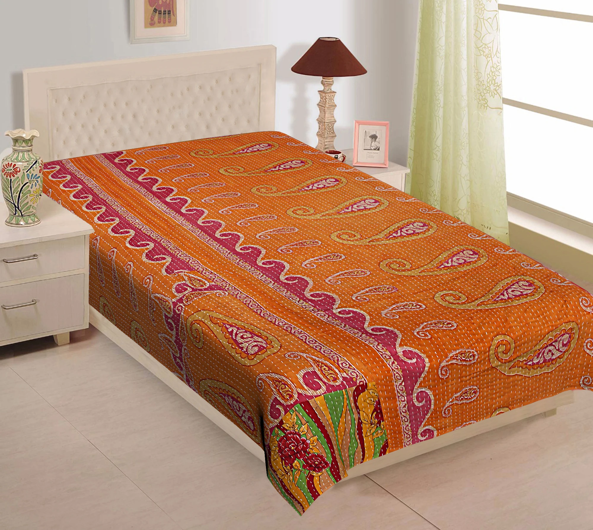 Wholesale Lot Of Indian Vintage Kantha Quilt Handmade Throw Reversible Blanket Bedspread Cotton Fabric BOHEMIAN quilt