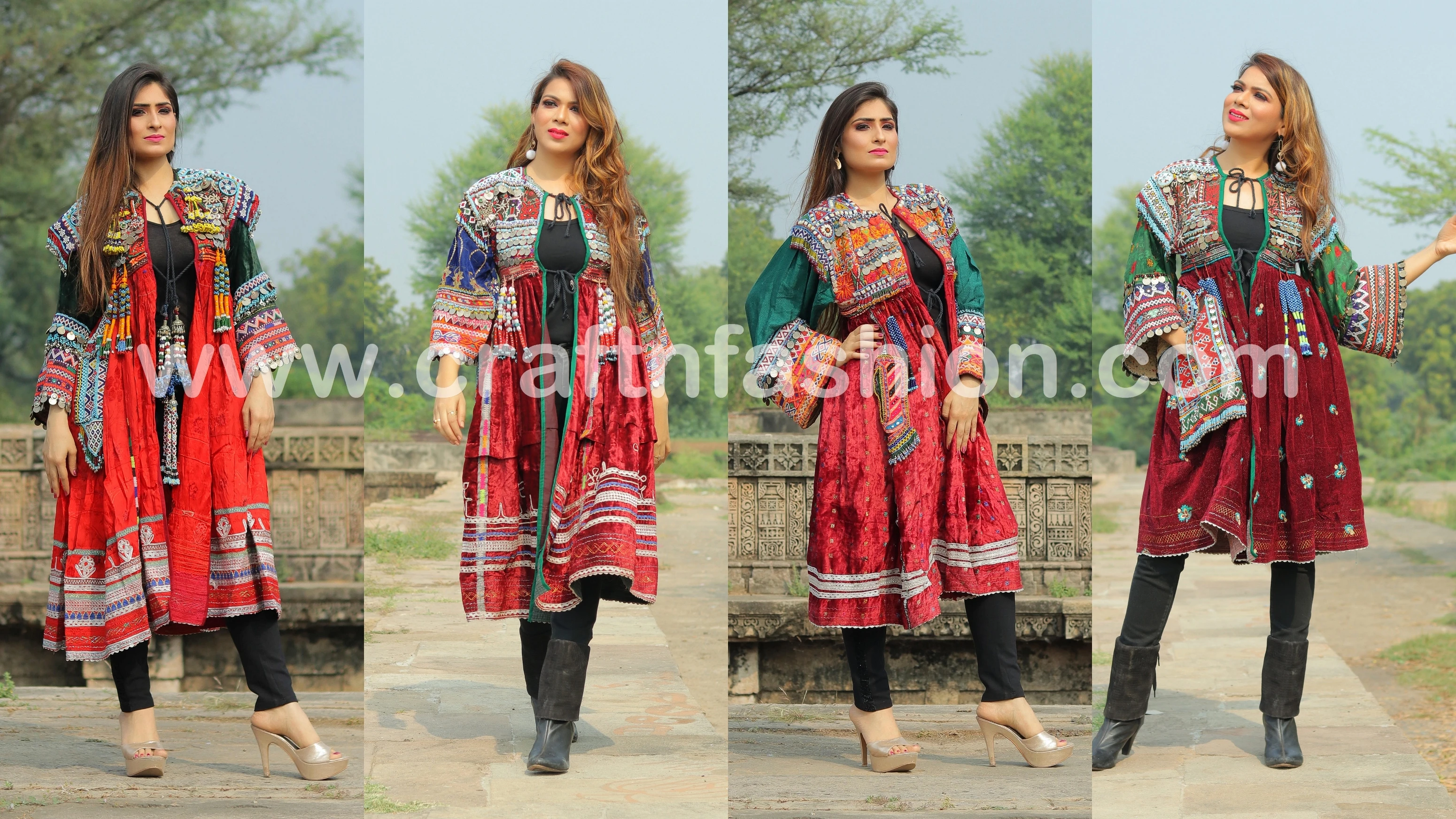 
Vintage Afghan Wedding Wear Dresses - German Silver coins - Vintage tassels dress-Boho Vintage Afghan Dress-Megh Craft 