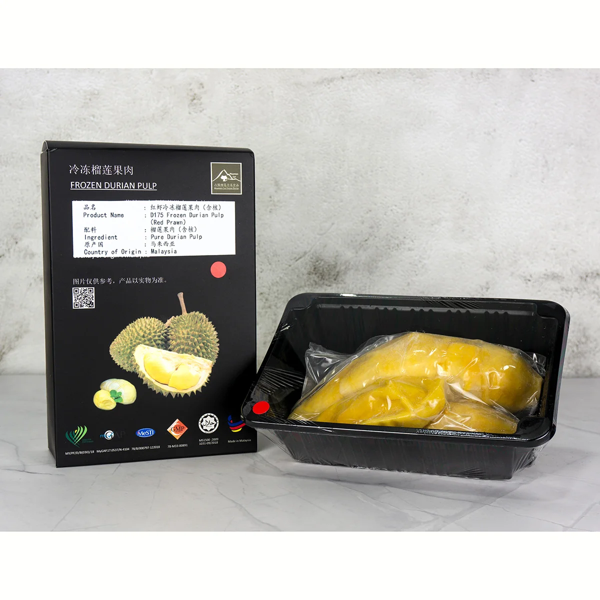 Durian Pulp Frozen Red Prawn High Quality Frozen Durian Fruit D175 300g