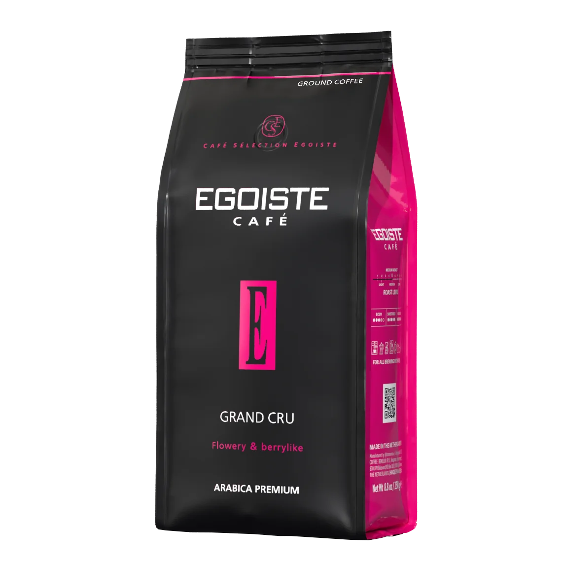 EGOISTE Grand Cru roasted and ground arabica coffee 250 g pack