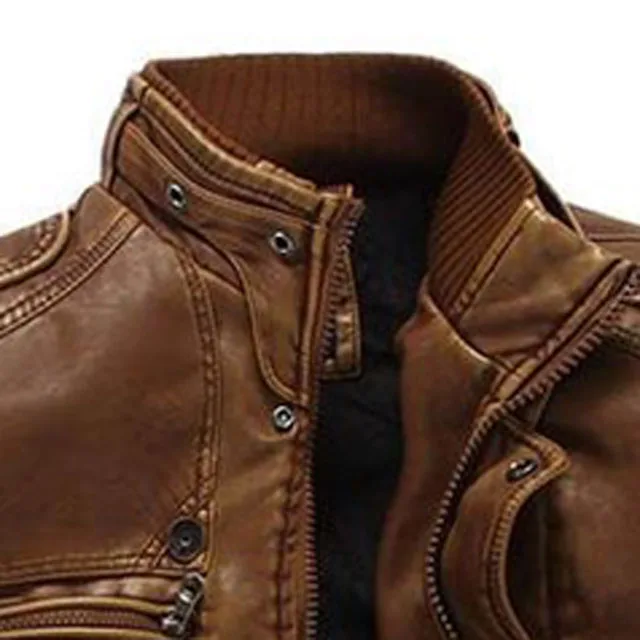 Winter Warm Long Sleeve High Quality Custom Skin Men Leather Jacket New Fashion Casual Autumn Outfits Biker Pocket Design PU