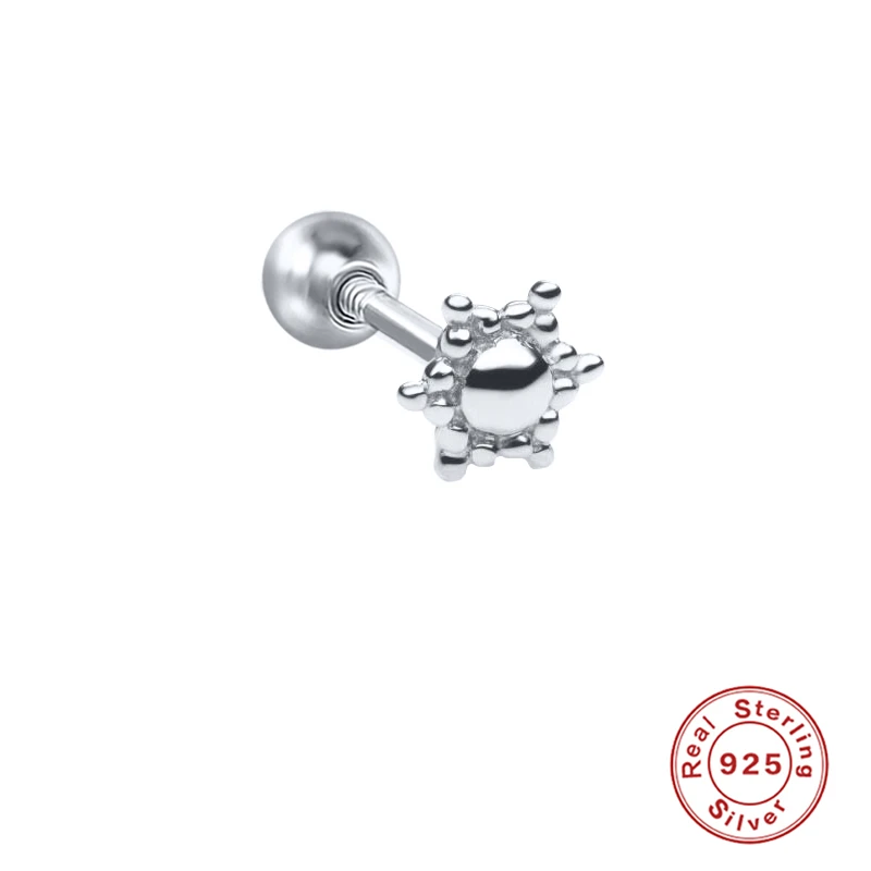 CANNER 2021 New Design Wholesale S925 Sterling Silver Sun Shaped Piercing Earrings For Woman