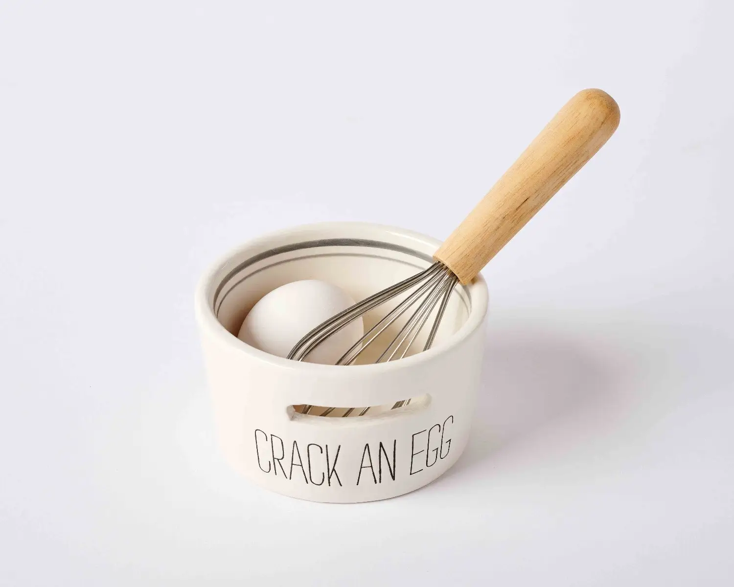 Vertical stripe beads with Hot and heavy phrase silkscreen Egg Separator and Whisk Set