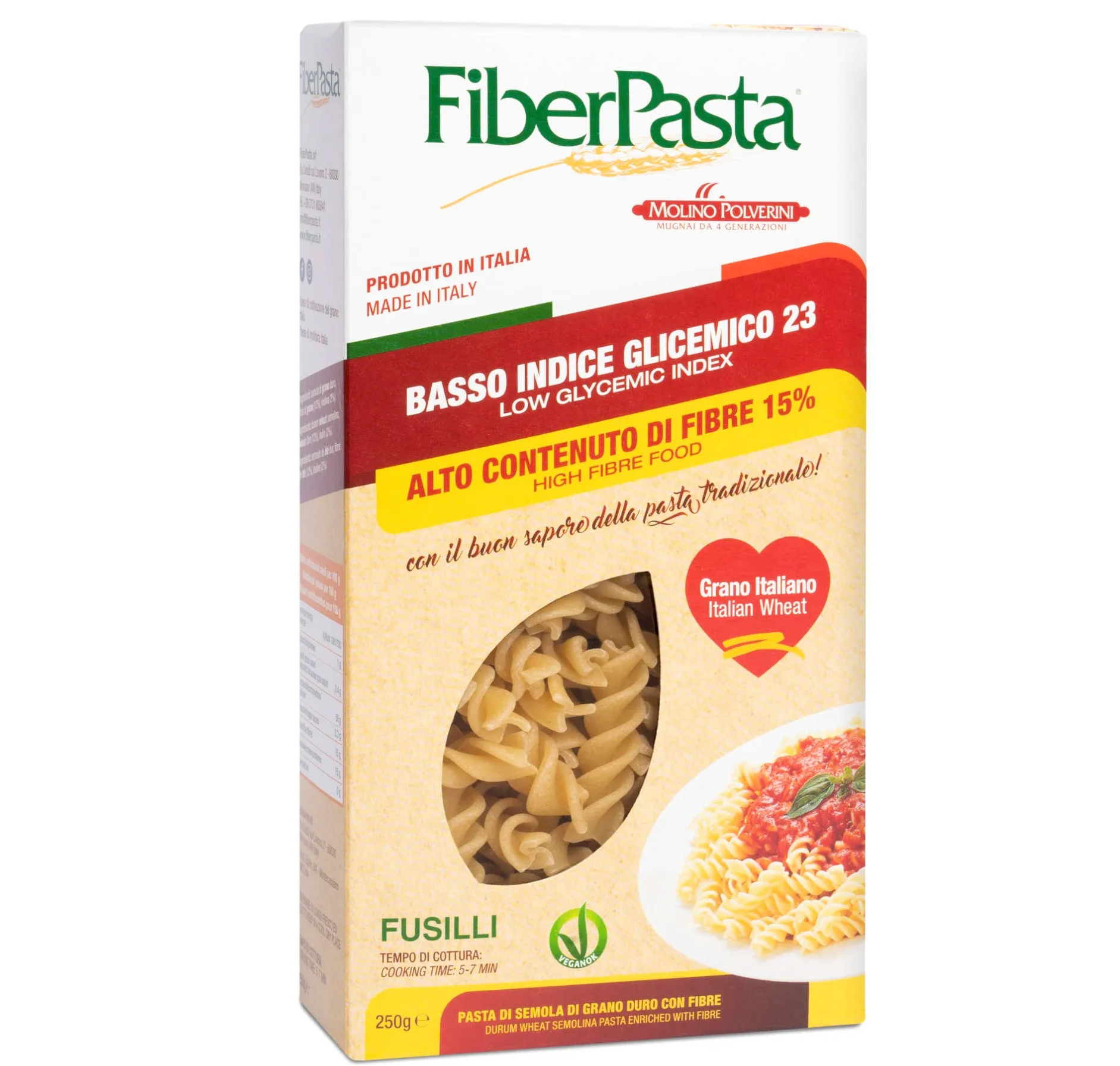 HEALTHY PASTA FUSILLI 250g - ITALIAN PRODUCTION WITH LOW GLYCEMIC INDEX  AND LOW NICKEL - HIGH FIBRE - PASTA WITH BENEFITS