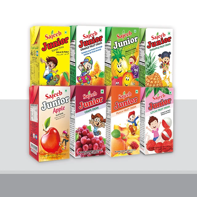 
Sajeeb Junior Fruit Drinks (Mango, Orange, Pineapple, Fruit Cocktail, Apple, Litchi, Peach, Red Grape) Aseptic Pack 125 ml 