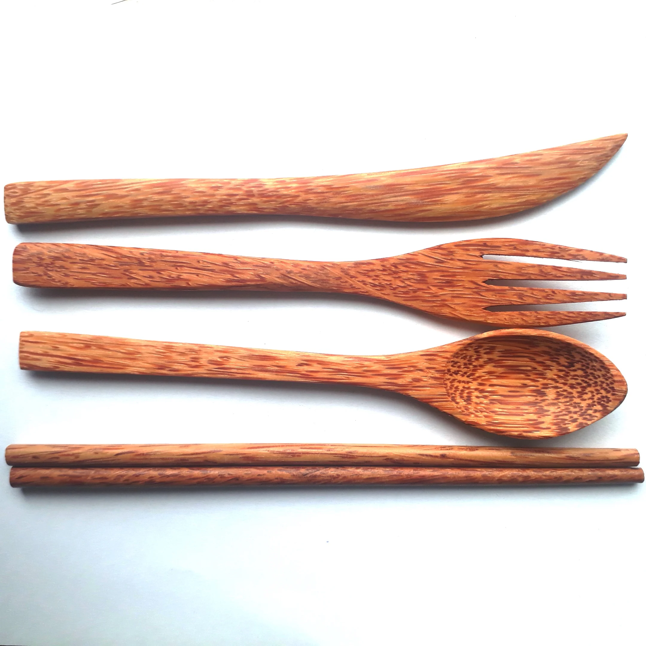 Eco Products Amazon hot seller Wood spoon fork cutlery with pouch Cutlery Sets Coconut Wooden  Lunch Utensils Coconut Bowl and Spoon Set