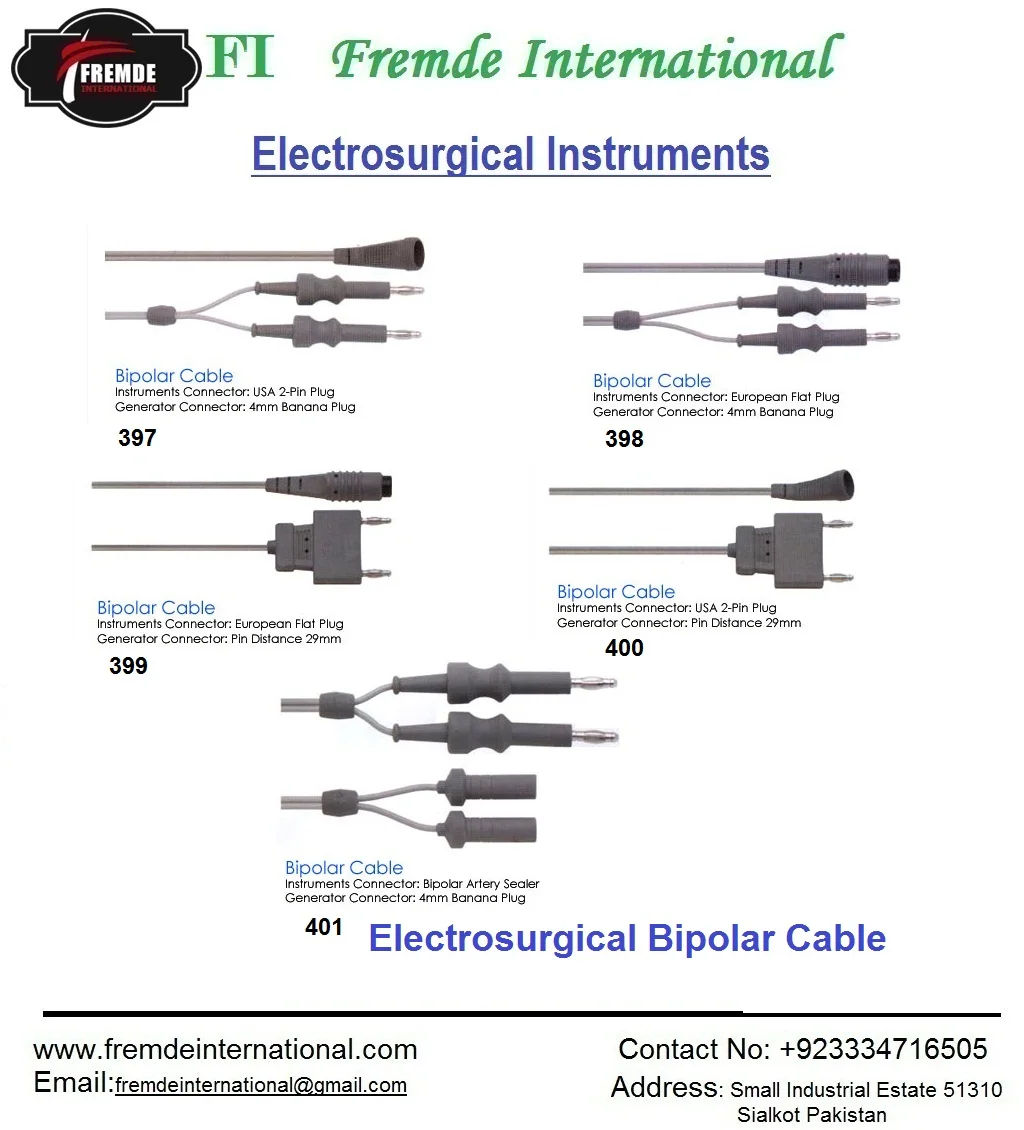 Bipolar Cables Instruments connector,Generator Connector ,single use/reusable Cables and connectors Certified By CE
