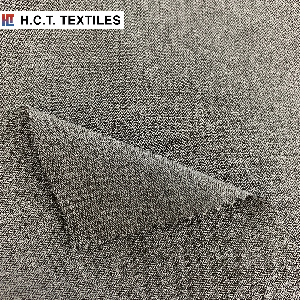 4 way stretch herringbone bamboo woven fabric recycled polyester 205g for women clothing