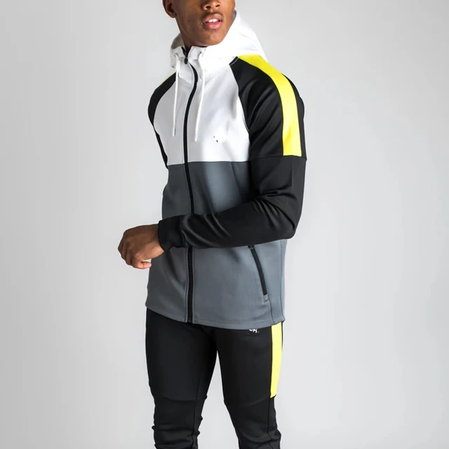  Мужская повседневная одежда из 2 предметов толстовка на молнии и спортивные брюки костюм для бега