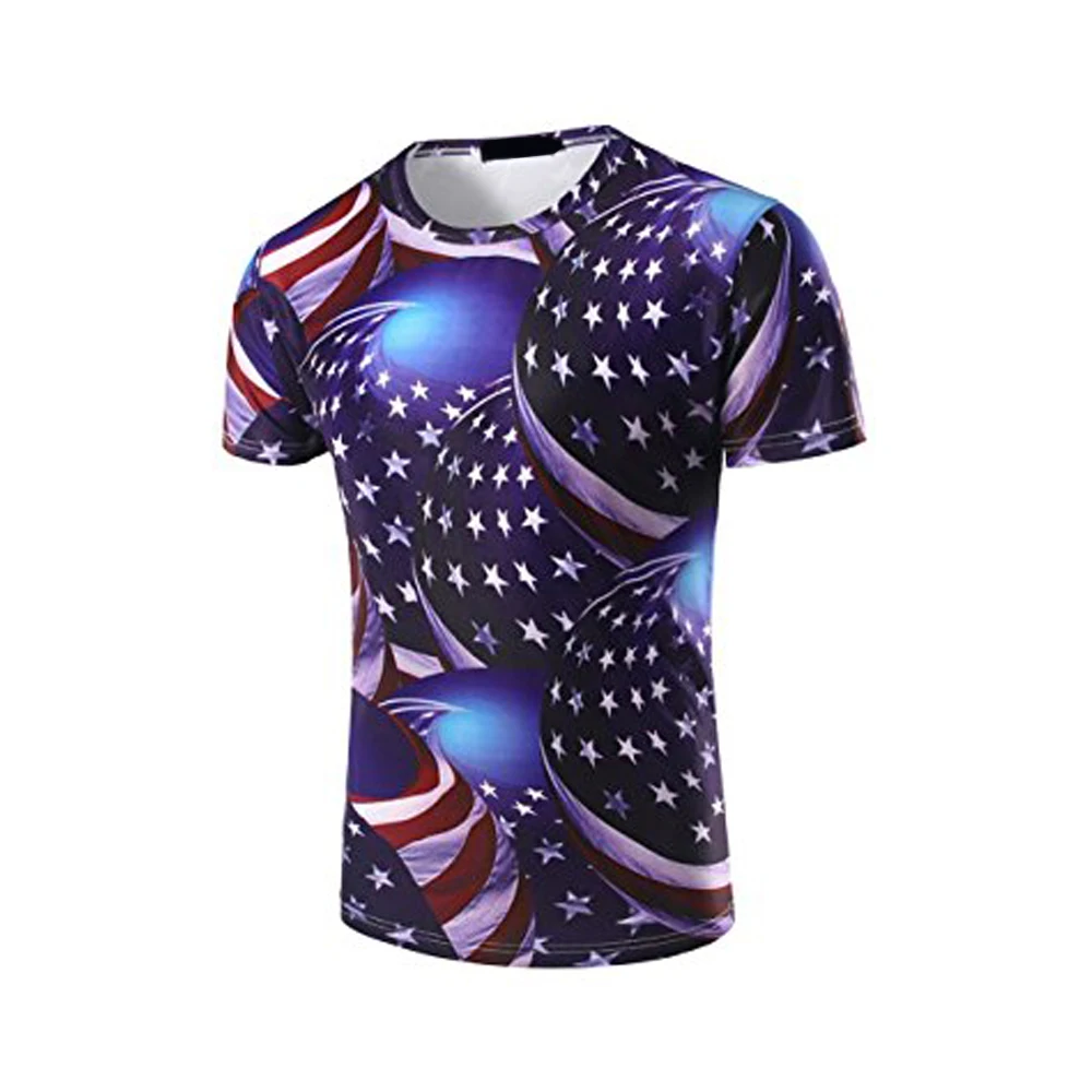  Оптовая продажа Мужская хлопковая футболка с принтом сублимационной печатью на заказ