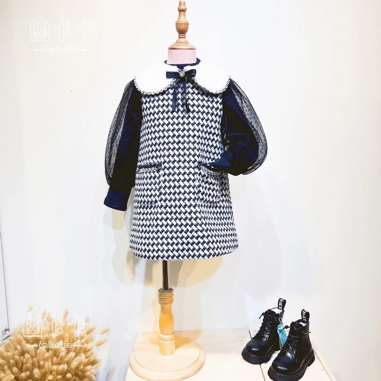 Wholesale Kids Winter Suit Long Sleeve Warm Thicken Dress For Girl With T-shirt 2 Pack