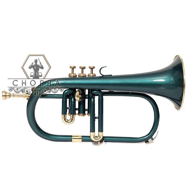 FLUGEL HORN 3VALVE Bb COLORED GREEN WITH BAG+ M/ P FAST SHIPPING