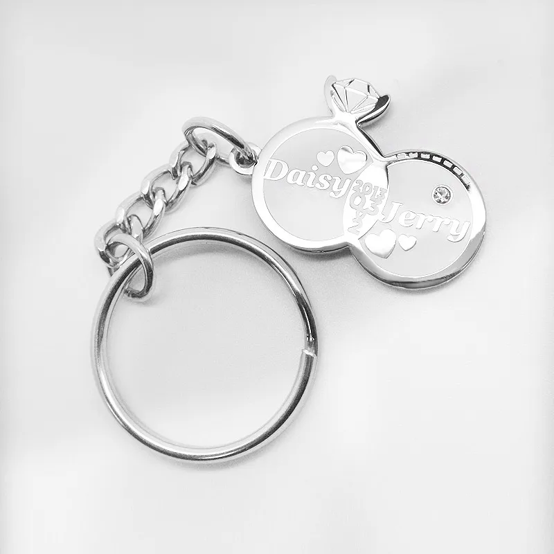 custom bride groom name keychain metal keyring favors wedding tokens gifts