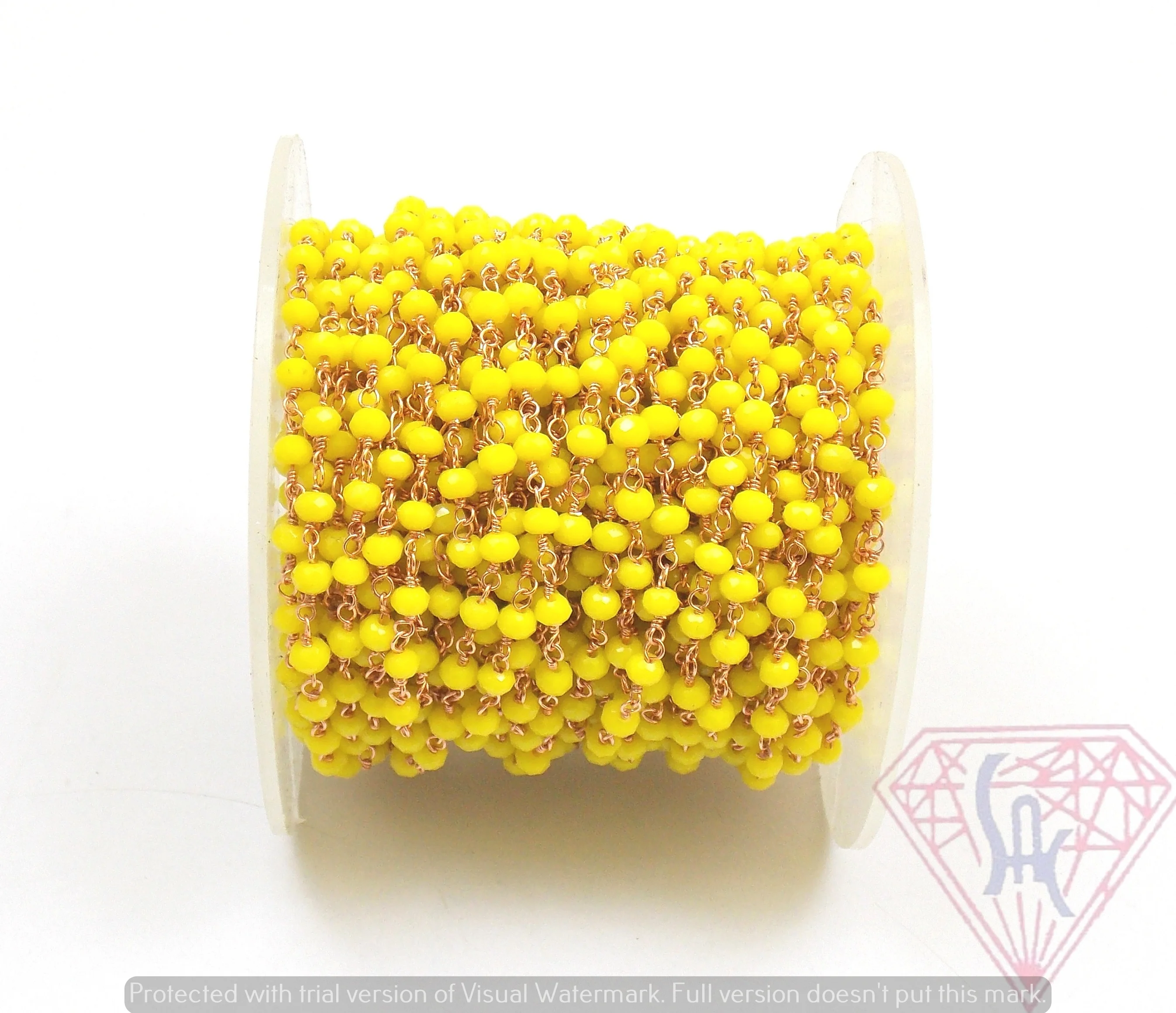 Yellow chalcedony wire wrapped silver plated bead rosary Gold Plated Cain Handmade CZ Coin Charm  Chain