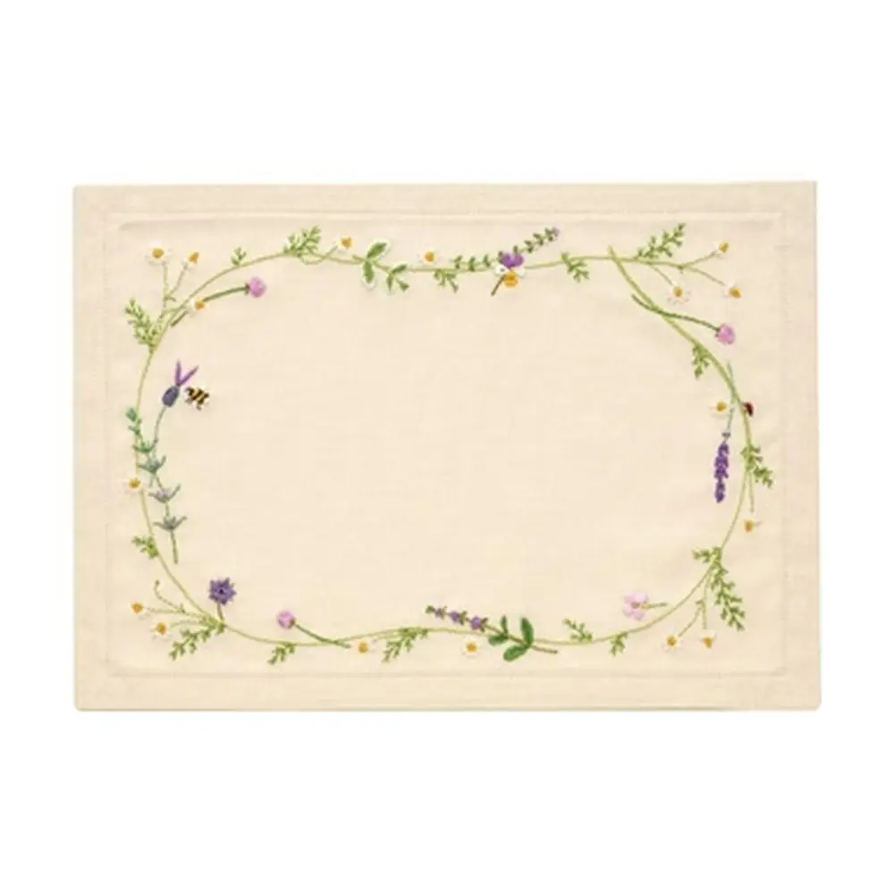 Hand embroidery placemat 100%cotton or linen fabric, size 35x50 cm
