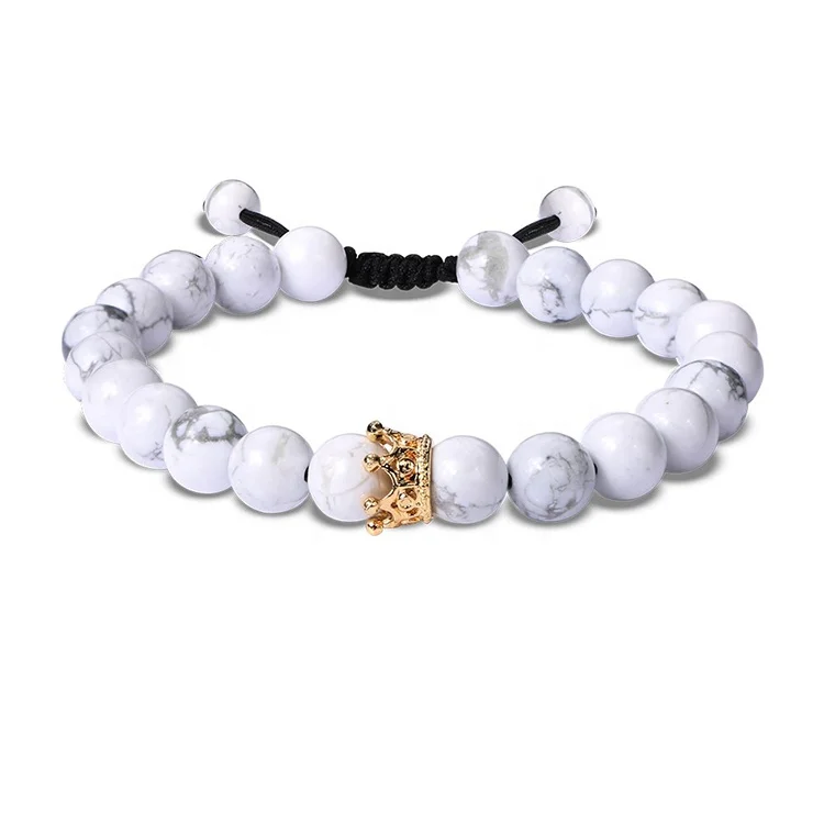 Gold Plated Beads Bracelet Imperial Crown King Couple Relationship Bracelets Luxury Fashion Charm Jewelry