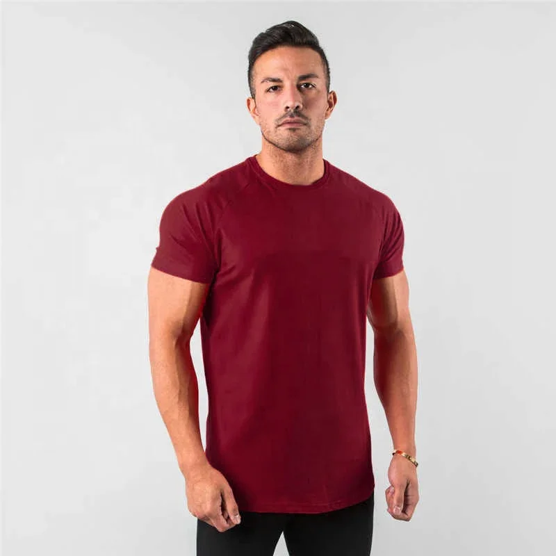 Wholesale Men Summer T Shirts Customized Men Plain 95% Cotton 5% Elastane Gym Workout T Shirt Short Sleeve Blank Casual T Shirt
