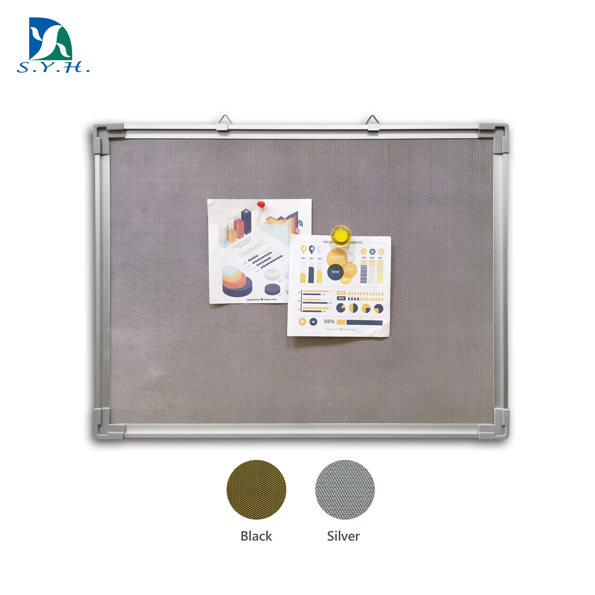 
Magnetic steel net bulletin board with aluminum frame for home 