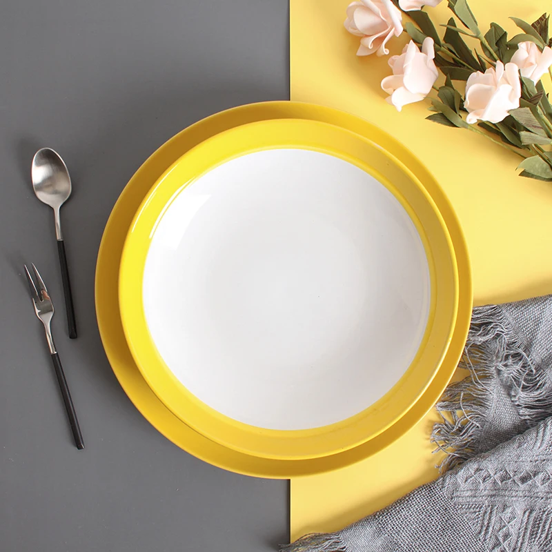 16 Pcs Dinner Set Pakistan Red Black Solid Two Stone Color Glazed Stoneware Ceramic Crockery Dinnerware