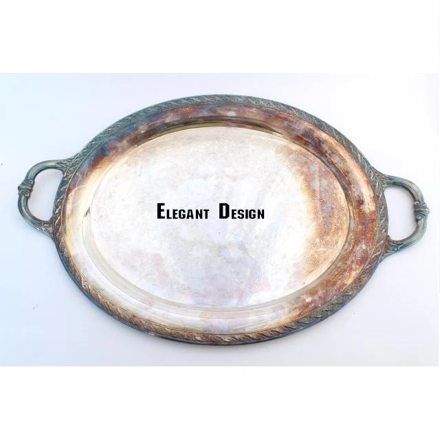 Brass Caddy Serving Tray Hexagon Shape Silver Plated Excellent Quality Newest Designed Special Ornate Brass Serving Tray