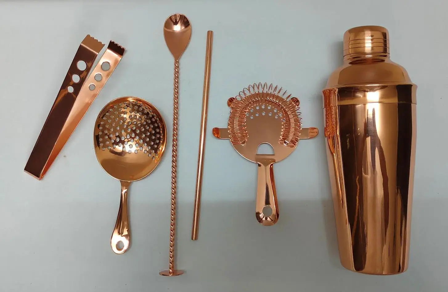 6 Piece Copper Cocktail Shaker Bar Set Solid Copper Cocktail Shaker Set with Bar Tools Hot selling Copper Bar Set