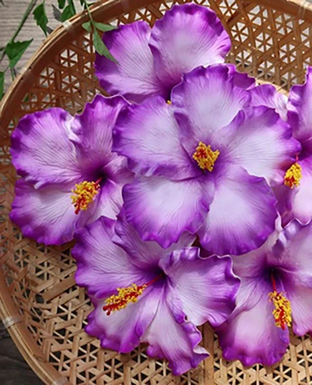 Best seller good quality Handcraft Handmade artificial hibiscus foam flower with special tattoo and color pattern